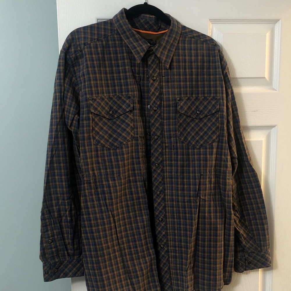 5.11 Tactical Blue and Brown Plaid Casual Button Down Shirt